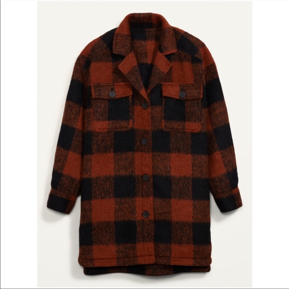 Old Navy Oversized Wool blend plaid jacket